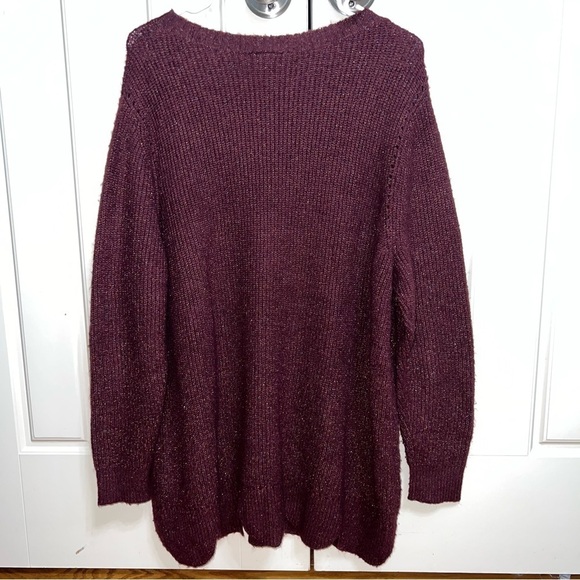 Lane Bryant Maroon and Metallic Sparkle Long Sleeve Sweater Size 18/20 - Picture 8 of 10
